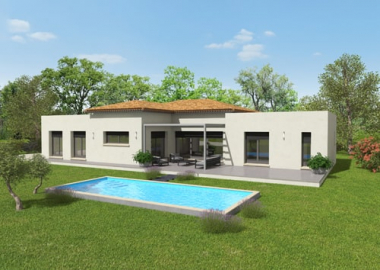 Villa Speos plan de maison de plain pied contemporaine 3D Vaucluse